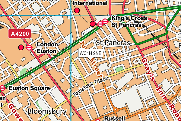 WC1H 9NE map - OS VectorMap District (Ordnance Survey)