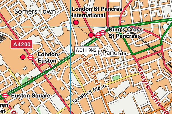 WC1H 9NS map - OS VectorMap District (Ordnance Survey)