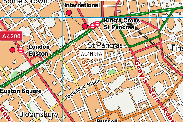 WC1H 9PA map - OS VectorMap District (Ordnance Survey) WC1H 9PA map - OS VectorMap District (Ordnance Survey)