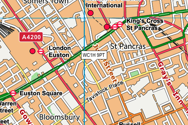 WC1H 9PT map - OS VectorMap District (Ordnance Survey) WC1H 9PT map - OS VectorMap District (Ordnance Survey)