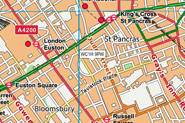 WC1H 9PW map - OS VectorMap District (Ordnance Survey) WC1H 9PW map - OS VectorMap District (Ordnance Survey)