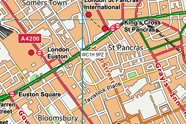 WC1H 9PZ map - OS VectorMap District (Ordnance Survey) WC1H 9PZ map - OS VectorMap District (Ordnance Survey)