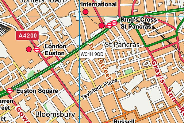 WC1H 9QD map - OS VectorMap District (Ordnance Survey) WC1H 9QD map - OS VectorMap District (Ordnance Survey)