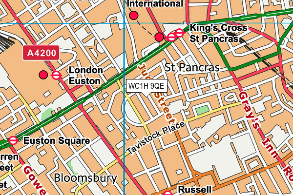 WC1H 9QE map - OS VectorMap District (Ordnance Survey)
