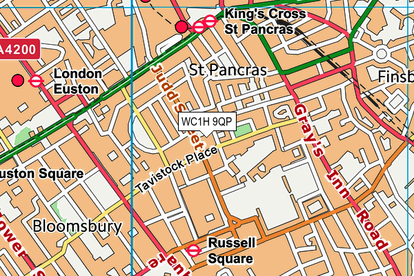 WC1H 9QP map - OS VectorMap District (Ordnance Survey)
