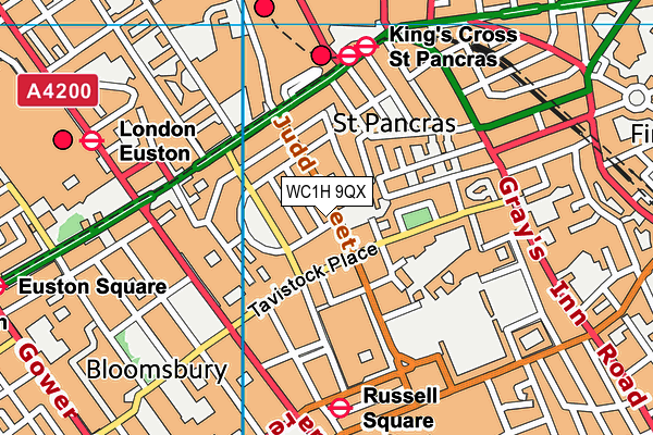 WC1H 9QX map - OS VectorMap District (Ordnance Survey) WC1H 9QX map - OS VectorMap District (Ordnance Survey)