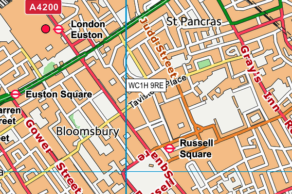 WC1H 9RE map - OS VectorMap District (Ordnance Survey)