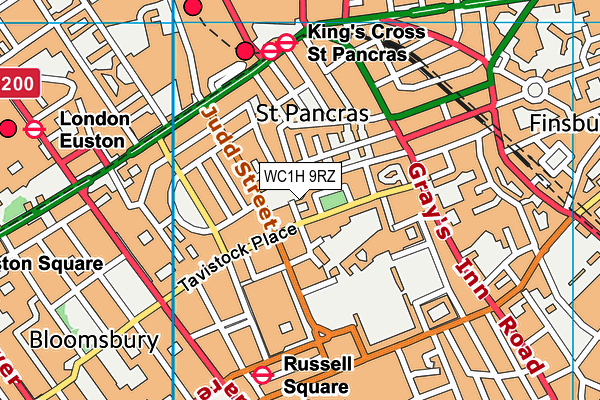 WC1H 9RZ map - OS VectorMap District (Ordnance Survey)