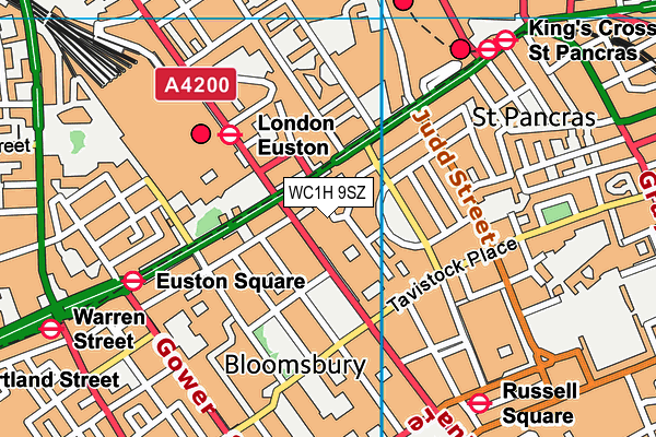WC1H 9SZ map - OS VectorMap District (Ordnance Survey) WC1H 9SZ map - OS VectorMap District (Ordnance Survey)