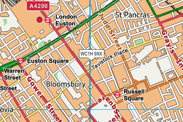 WC1H 9XX map - OS VectorMap District (Ordnance Survey)