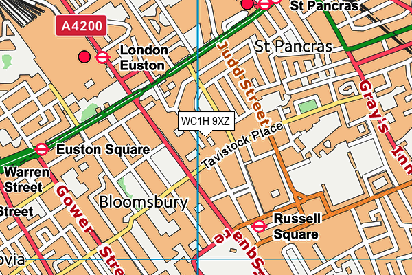 WC1H 9XZ map - OS VectorMap District (Ordnance Survey)
