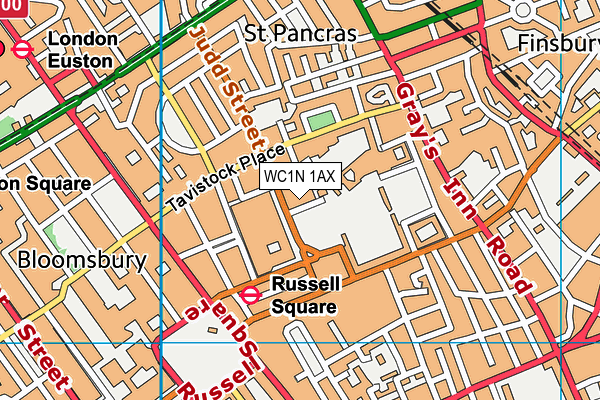 WC1N 1AX map - OS VectorMap District (Ordnance Survey) WC1N 1AX map - OS VectorMap District (Ordnance Survey)