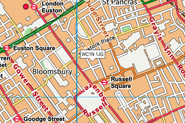 WC1N 1JG map - OS VectorMap District (Ordnance Survey) WC1N 1JG map - OS VectorMap District (Ordnance Survey)