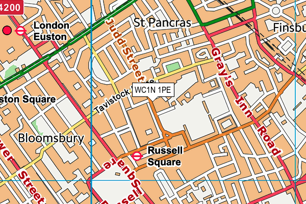 WC1N 1PE map - OS VectorMap District (Ordnance Survey) WC1N 1PE map - OS VectorMap District (Ordnance Survey)