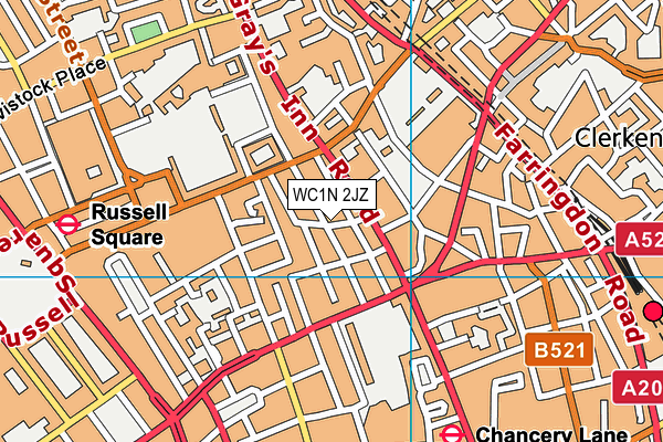 WC1N 2JZ map - OS VectorMap District (Ordnance Survey) WC1N 2JZ map - OS VectorMap District (Ordnance Survey)