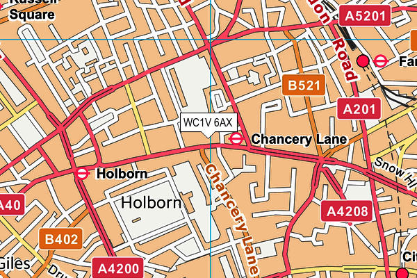 WC1V 6AX map - OS VectorMap District (Ordnance Survey)