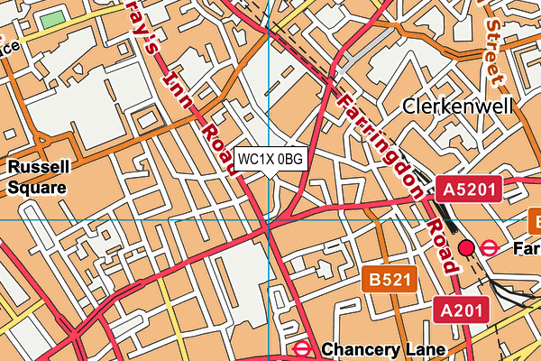 WC1X 0BG map - OS VectorMap District (Ordnance Survey) WC1X 0BG map - OS VectorMap District (Ordnance Survey)