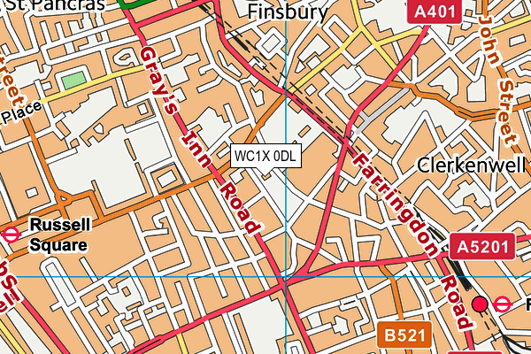 WC1X 0DL map - OS VectorMap District (Ordnance Survey)