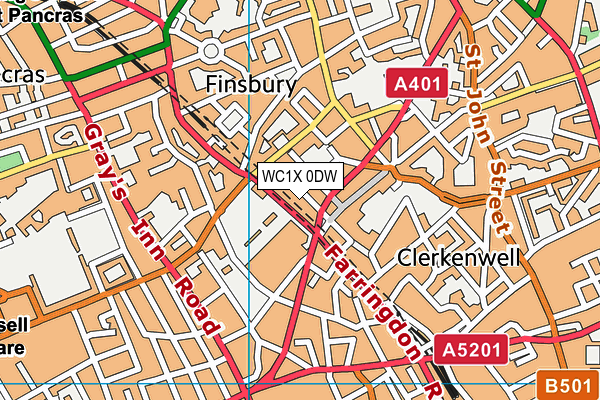 WC1X 0DW map - OS VectorMap District (Ordnance Survey)