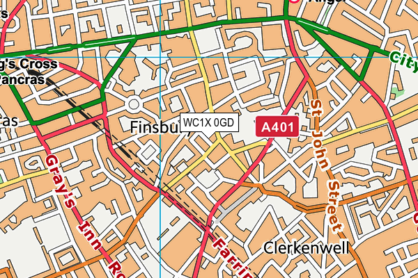 WC1X 0GD map - OS VectorMap District (Ordnance Survey)