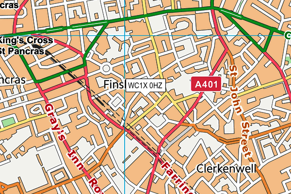 WC1X 0HZ map - OS VectorMap District (Ordnance Survey)