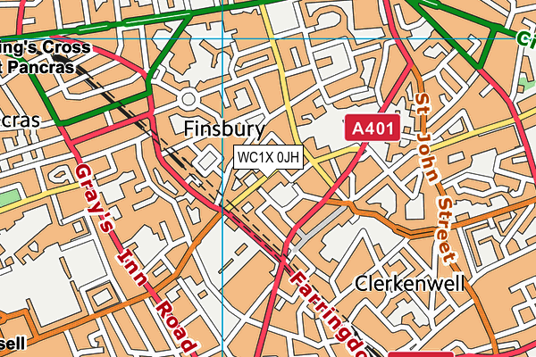 WC1X 0JH map - OS VectorMap District (Ordnance Survey) WC1X 0JH map - OS VectorMap District (Ordnance Survey)