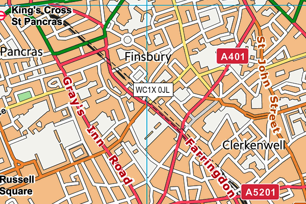 WC1X 0JL map - OS VectorMap District (Ordnance Survey) WC1X 0JL map - OS VectorMap District (Ordnance Survey)