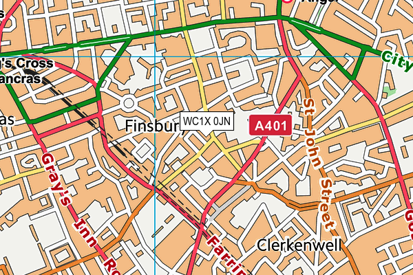 WC1X 0JN map - OS VectorMap District (Ordnance Survey)