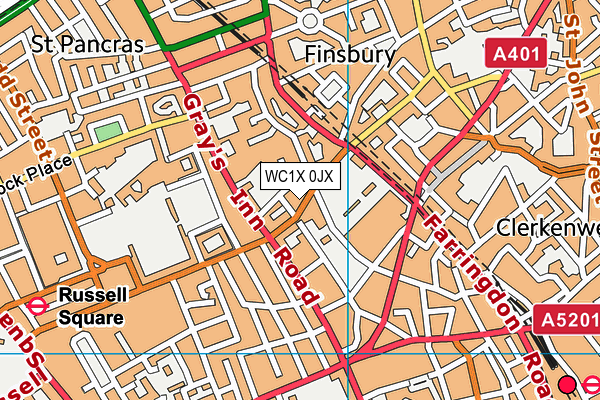 WC1X 0JX map - OS VectorMap District (Ordnance Survey) WC1X 0JX map - OS VectorMap District (Ordnance Survey)