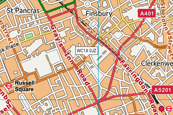 WC1X 0JZ map - OS VectorMap District (Ordnance Survey)