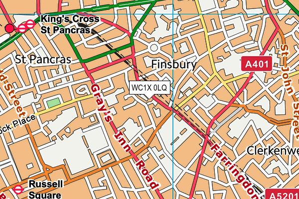 WC1X 0LQ map - OS VectorMap District (Ordnance Survey)