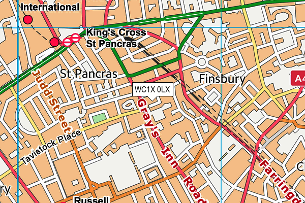 WC1X 0LX map - OS VectorMap District (Ordnance Survey) WC1X 0LX map - OS VectorMap District (Ordnance Survey)