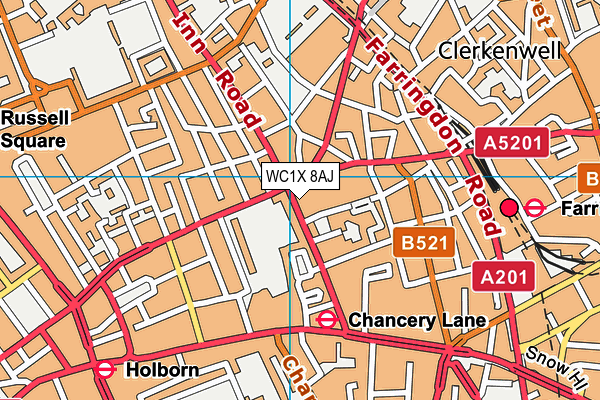 WC1X 8AJ map - OS VectorMap District (Ordnance Survey) WC1X 8AJ map - OS VectorMap District (Ordnance Survey)