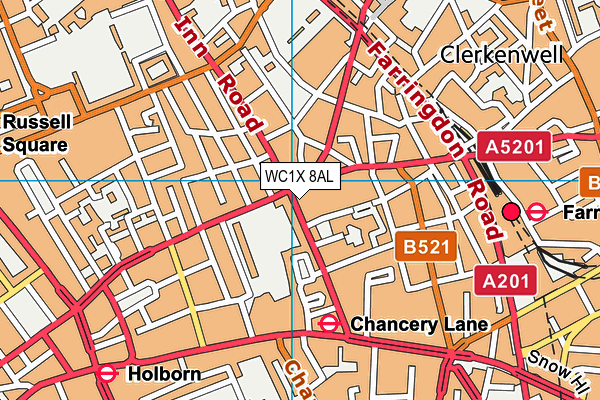 WC1X 8AL map - OS VectorMap District (Ordnance Survey)