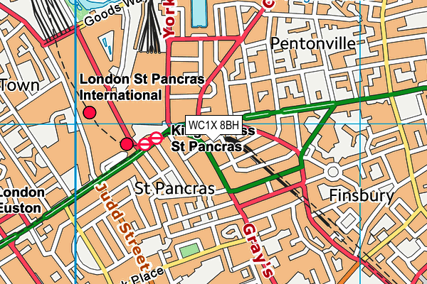 WC1X 8BH map - OS VectorMap District (Ordnance Survey) WC1X 8BH map - OS VectorMap District (Ordnance Survey)
