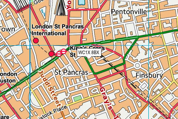WC1X 8BX map - OS VectorMap District (Ordnance Survey) WC1X 8BX map - OS VectorMap District (Ordnance Survey)