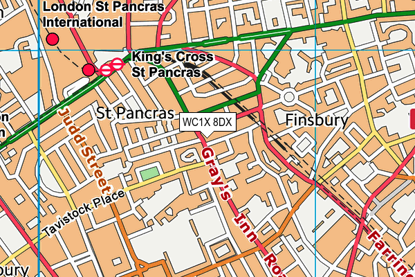 WC1X 8DX map - OS VectorMap District (Ordnance Survey) WC1X 8DX map - OS VectorMap District (Ordnance Survey)