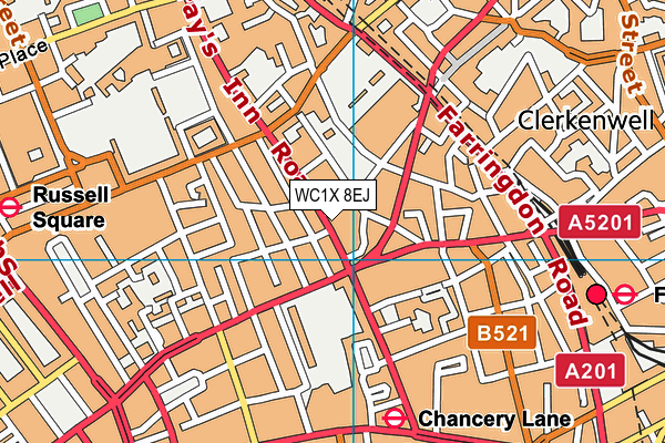 WC1X 8EJ map - OS VectorMap District (Ordnance Survey) WC1X 8EJ map - OS VectorMap District (Ordnance Survey)
