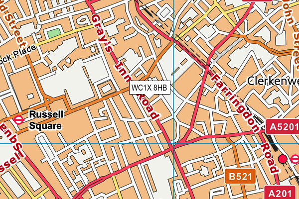 WC1X 8HB map - OS VectorMap District (Ordnance Survey) WC1X 8HB map - OS VectorMap District (Ordnance Survey)