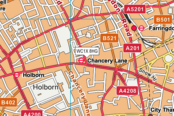 WC1X 8HG map - OS VectorMap District (Ordnance Survey) WC1X 8HG map - OS VectorMap District (Ordnance Survey)