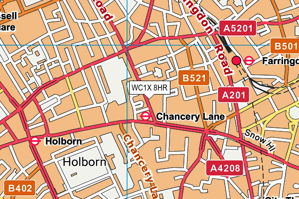 WC1X 8HR map - OS VectorMap District (Ordnance Survey) WC1X 8HR map - OS VectorMap District (Ordnance Survey)