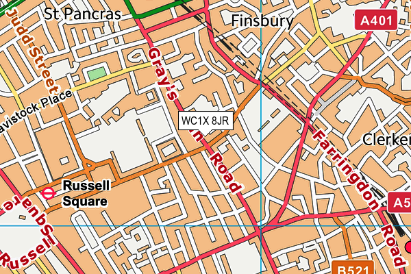 WC1X 8JR map - OS VectorMap District (Ordnance Survey) WC1X 8JR map - OS VectorMap District (Ordnance Survey)