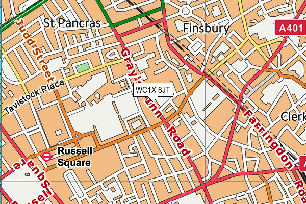 WC1X 8JT map - OS VectorMap District (Ordnance Survey)