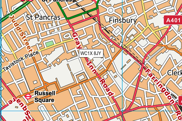 WC1X 8JY map - OS VectorMap District (Ordnance Survey)