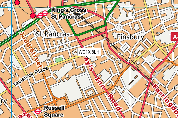 WC1X 8LH map - OS VectorMap District (Ordnance Survey) WC1X 8LH map - OS VectorMap District (Ordnance Survey)