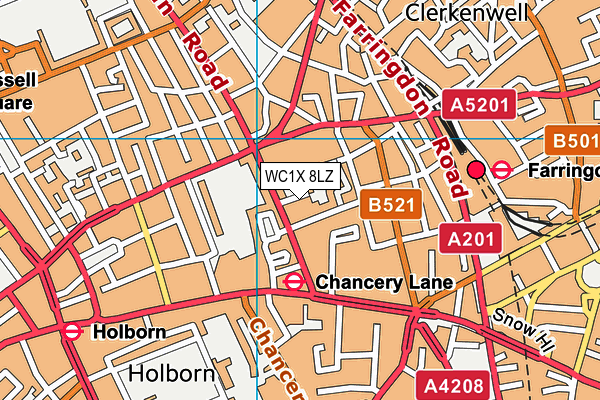 WC1X 8LZ map - OS VectorMap District (Ordnance Survey) WC1X 8LZ map - OS VectorMap District (Ordnance Survey)