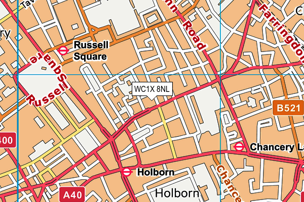 WC1X 8NL map - OS VectorMap District (Ordnance Survey) WC1X 8NL map - OS VectorMap District (Ordnance Survey)