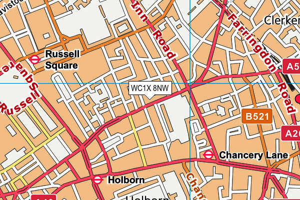 WC1X 8NW map - OS VectorMap District (Ordnance Survey) WC1X 8NW map - OS VectorMap District (Ordnance Survey)