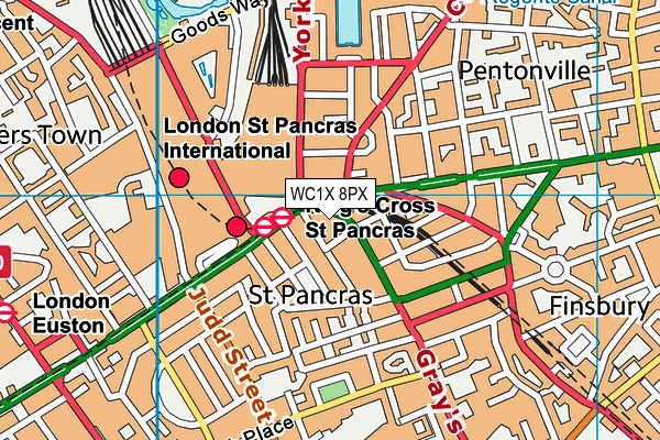 WC1X 8PX map - OS VectorMap District (Ordnance Survey) WC1X 8PX map - OS VectorMap District (Ordnance Survey)
