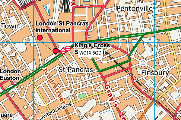 WC1X 8QD map - OS VectorMap District (Ordnance Survey) WC1X 8QD map - OS VectorMap District (Ordnance Survey)